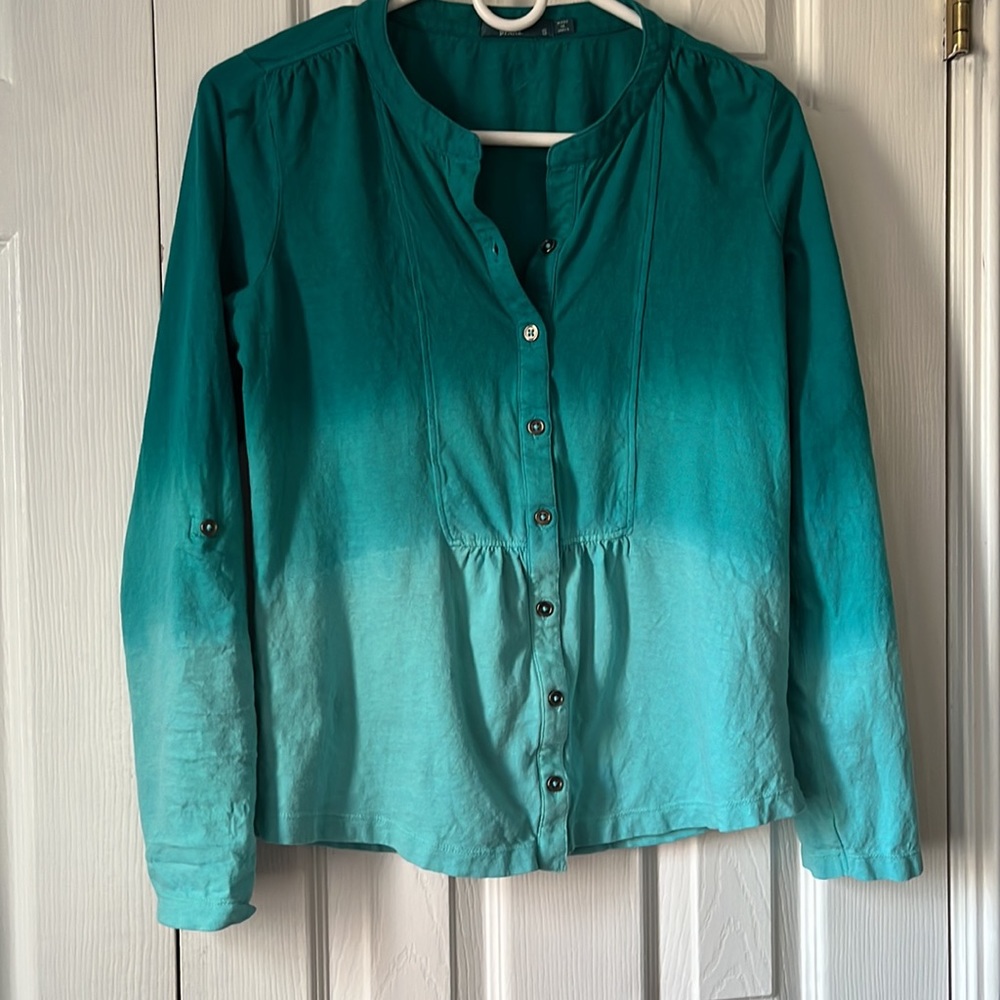 PrAna ombré long sleeve button down shirt - optional 3/4 sleeve size small